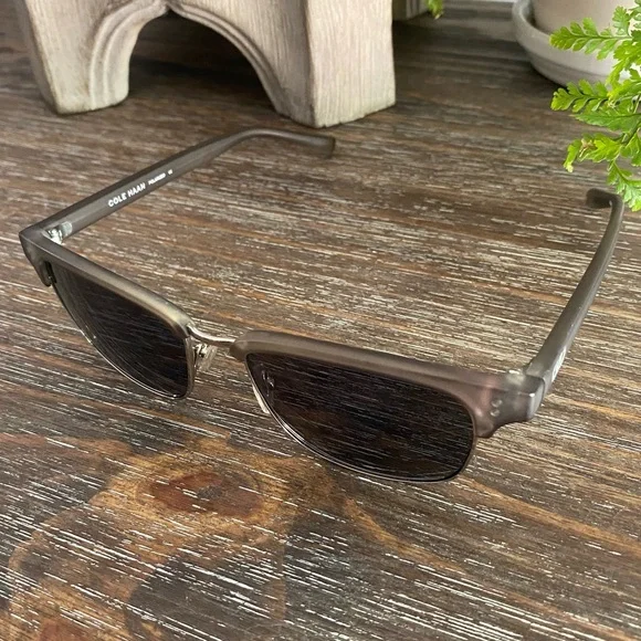Cole Haan Mens Polarized Sunglasses Partial Frame Matte Grey Accessories - Picture 2 of 15